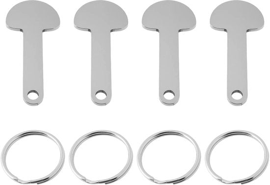 Set di 4 Chiavi per Carrello di Supermercato Reutilizzabili con Anello in Acciaio Inox
