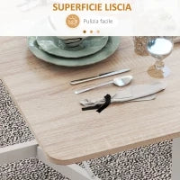 Tavolo Pieghevole Moderno a 2 Ribalte con Rotelle in MDF e Acciaio, 120x80x73cm, Marrone