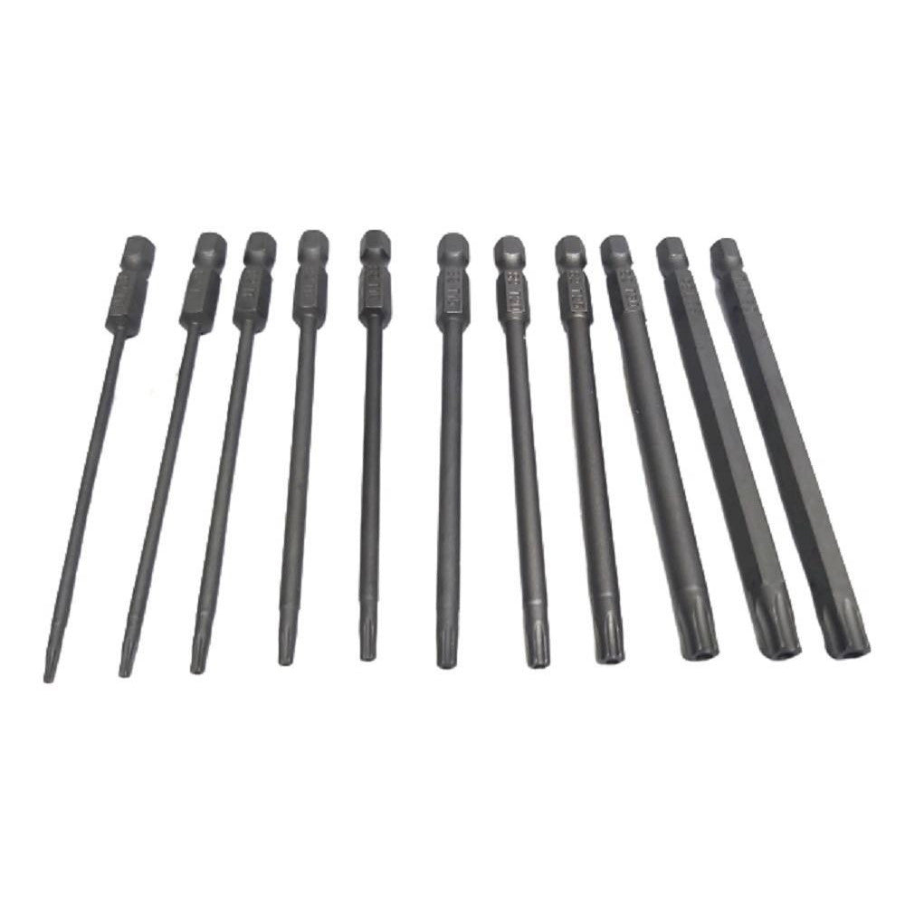 Trade Shop - Set 11 Inserti Da T6 A T40 100mm Cacciaviti Torx Per Avvitatore Esagonale 1/4" -