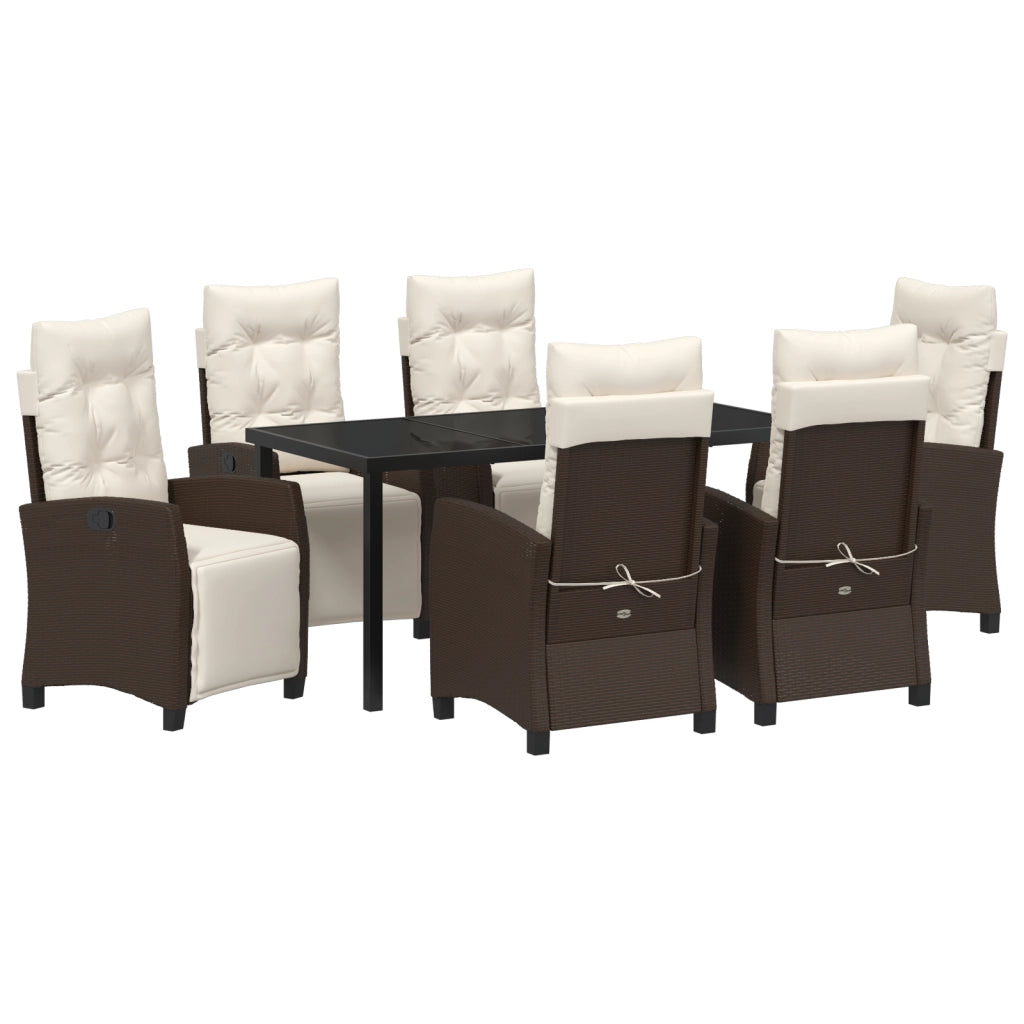 Set da pranzo da giardino 7 pezzi marrone polyrattan
