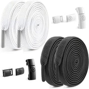 Cinture Elastiche Senza Bottone - 2 Paia - Chiusura Rapida - Nero Bianco - Elevata Elasticità - Uno Taglia - Scarpe