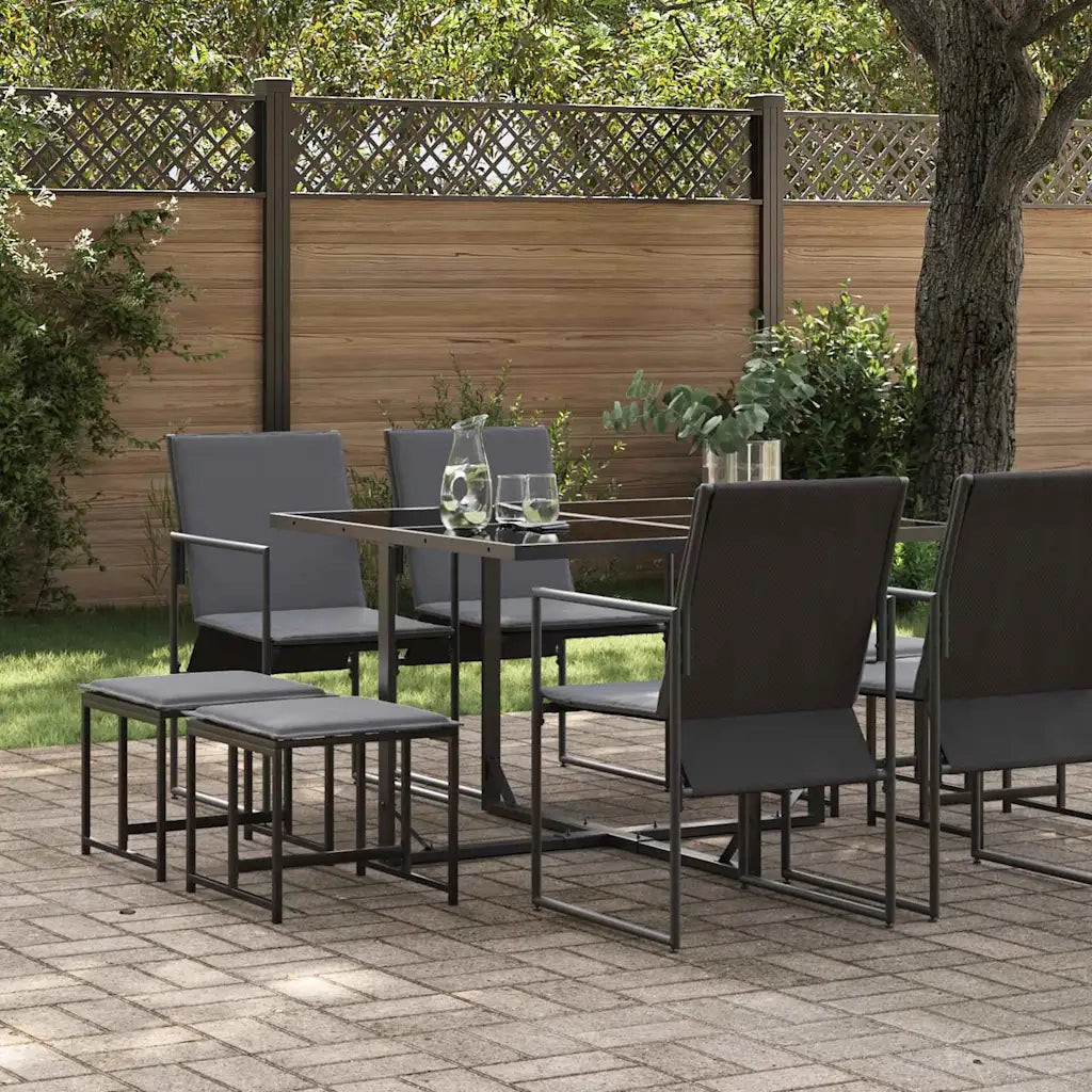 Set da Pranzo per Giardino 9 pz | Set Salotto da Giardino Nero Acciaio