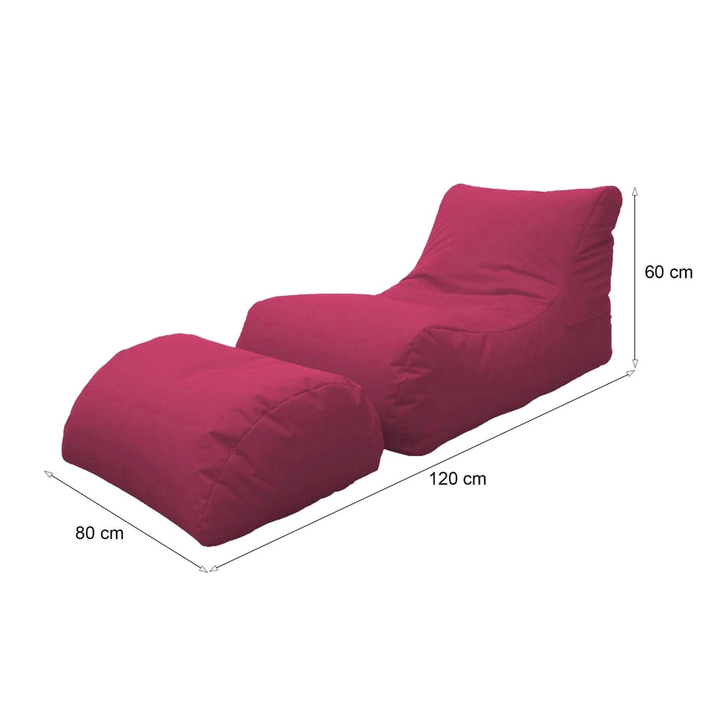 Chaise Longue moderna da Alton, Made in Italy, Poltrona con poggiapiedi in Nylon, Pouf imbottito per camera da letto, cm 120x80h60, colore Fucsia