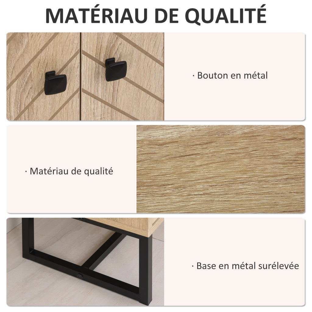 Credenza con 2 ante in legno e piedi in metallo nero ¨C zephmum ¨C 80x29.5x80 cm