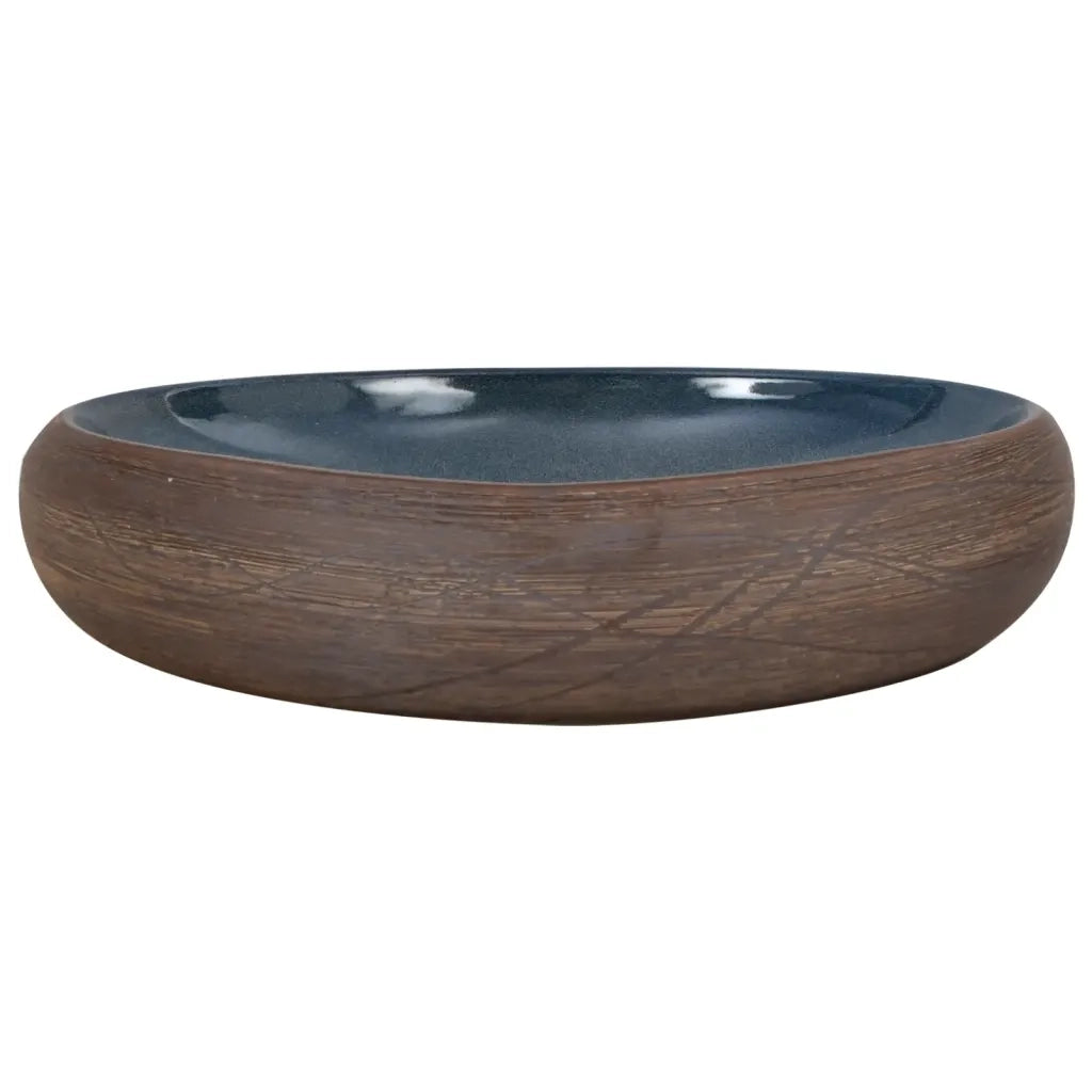 Lavabo da Appoggio Marrone e Blu Ovale 59x40x15 cm Ceramica CFW4347764