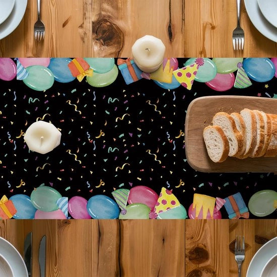 Decorazione di Tavolo per Festa con Palloncini e Nastro Colorati - 180 x 35 cm