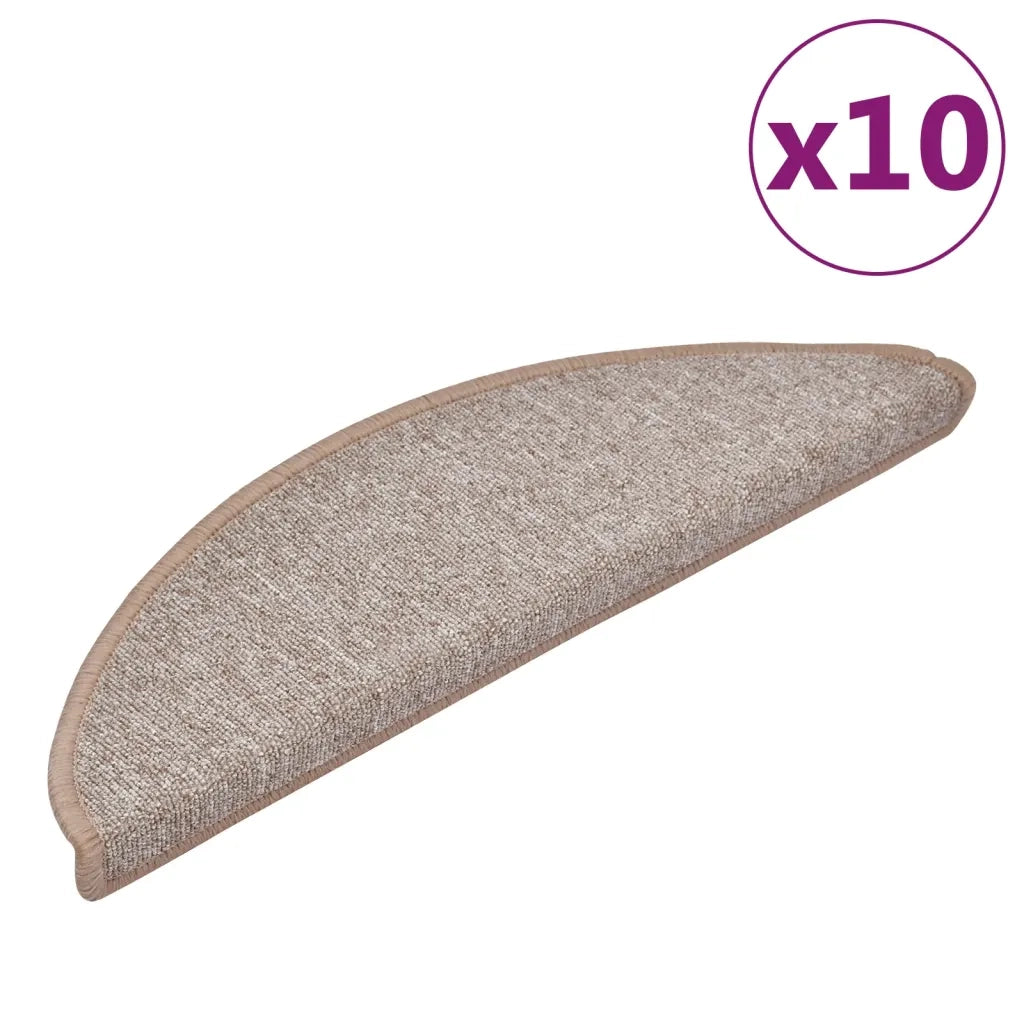 Tappetini per scale 10 pz 56x17x3 cm Marrone chiaro Semicircolari 149739