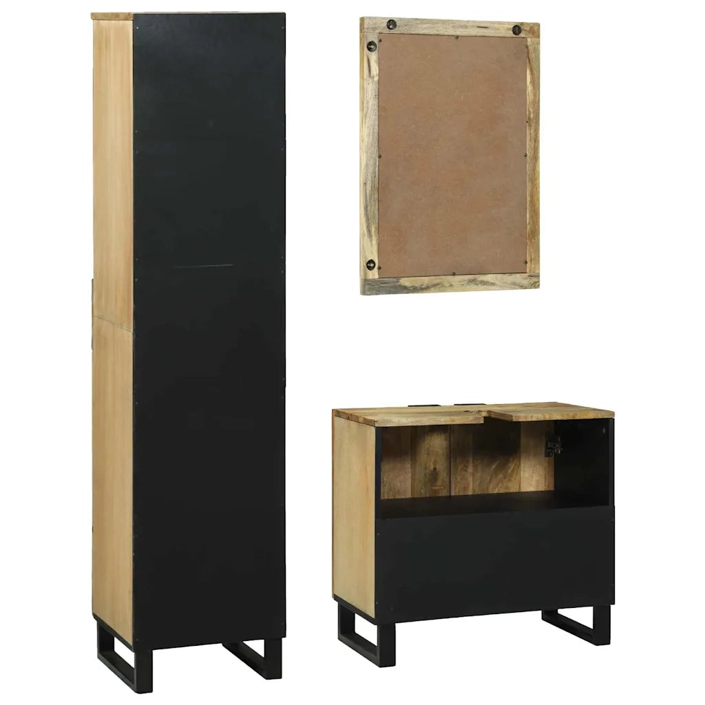 Set di mobili per il bagno 3 pcs Marrone Legno multistrato