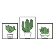 Pannello da muro Cactus in ferro, set 3 pezzi 33x46 cm