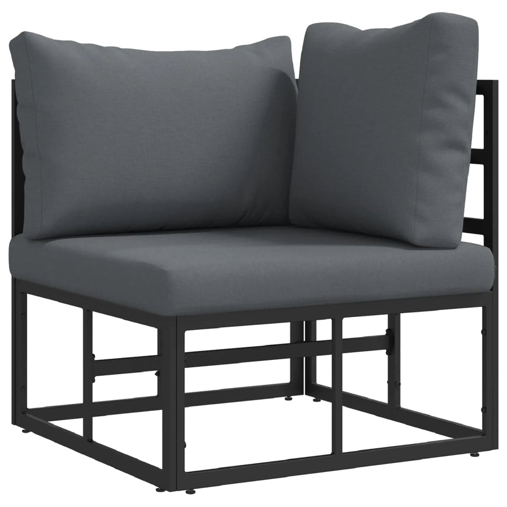 Set Divano da Giardino con cuscino 6 pcs Nero Alluminio