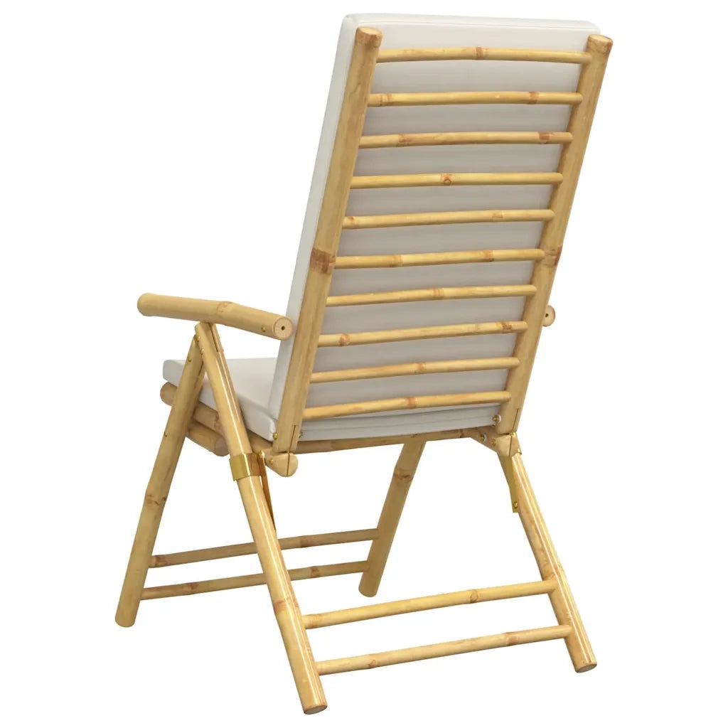 Sedie da Giardino Reclinabili 4 pz | Sedie da Esterno Cuscini Bianco Crema Bamb¨´