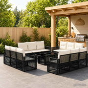 Set Divano da Giardino 13 pz Nero e Bianco Crema polyrattan 3436765