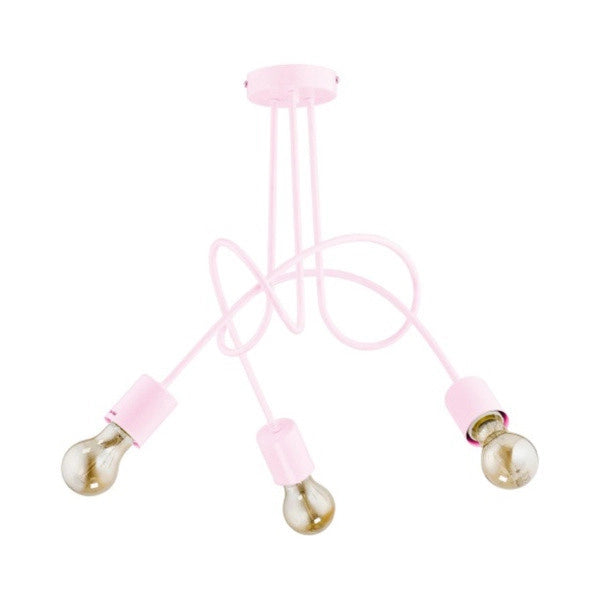 Plafoniera cameretta rosa metallo TANGO 3 luci E27 Alfa