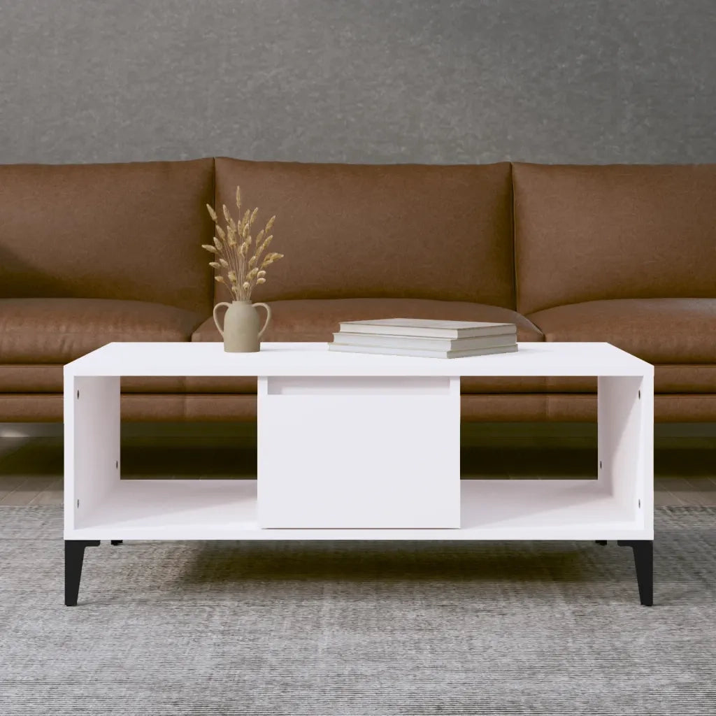 Tavolino da salotto | Tavolino da caff¨¨ | Tavolino da Soggiorno Bianco 90x50x36,5 cm in Legno Multistrato
