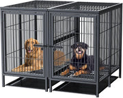 Bancopiazza per cani in acciaio - Robusto e spazioso - Raccoglitori/separatori rimovibili - Doppio sportello - Fino a 150kg - 100x100x130 cm