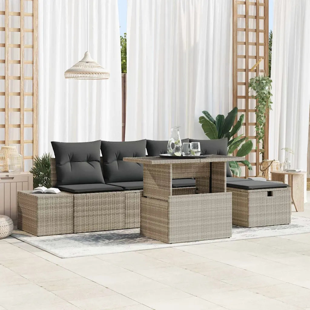 Set Divano da Giardino con cuscino 6 pcs Poly Rattan 3359869