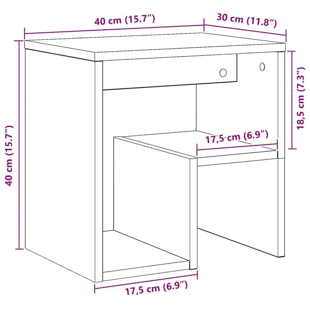 Comodini 2pz Rovere Artigianale 40x30x40 cm in Truciolato 856529