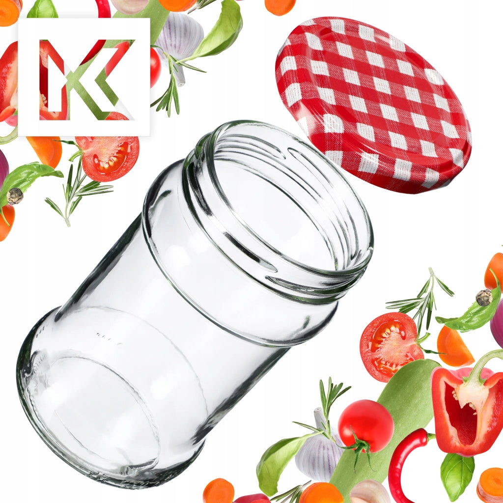 KADAX 50x Barattoli per Conserve Barattolo di Vetro da 315ml Marmellata di Miele + Tappi Fi66