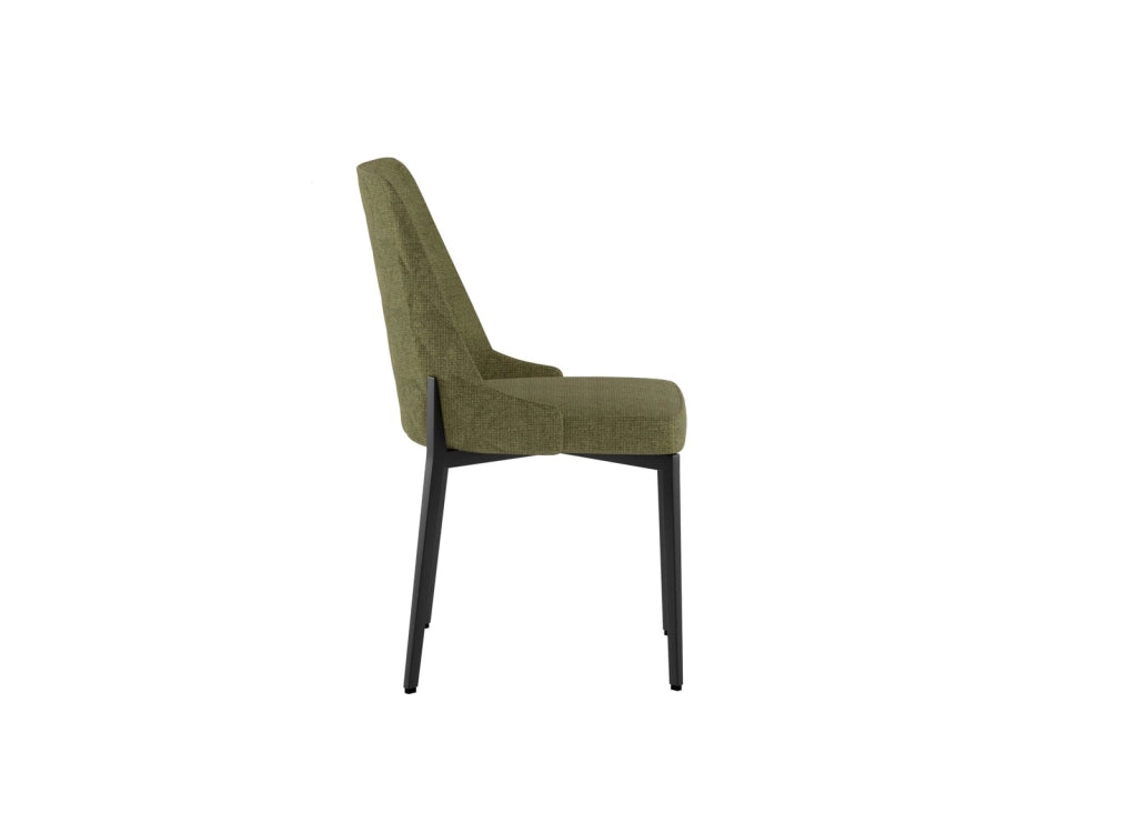 Sedia Ambra con seduta e schienale in tessuto easy-clean verde - Struttura e gambe in metallo resistente per casa e ufficio