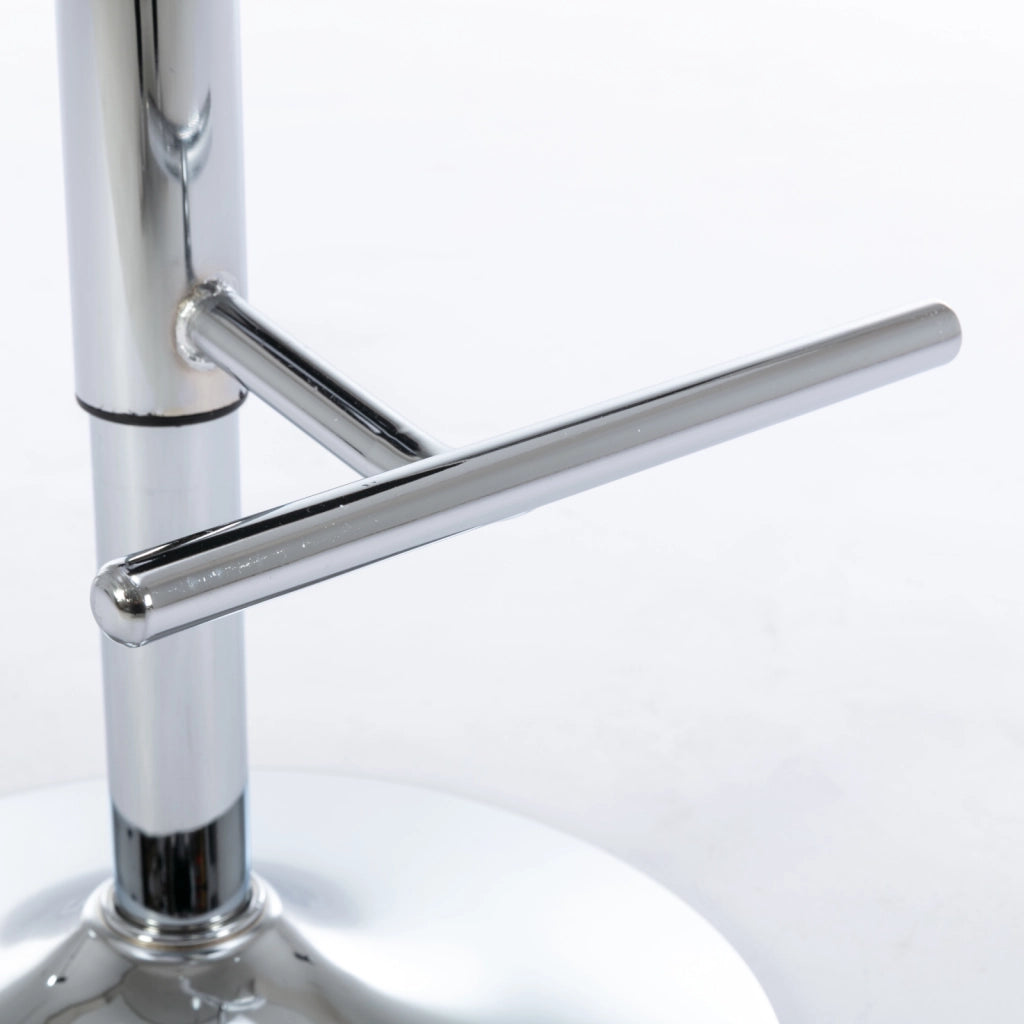 Sgabello da bar girevole in velluto con altezza regolabile e schienale imbottito, base cromata beige