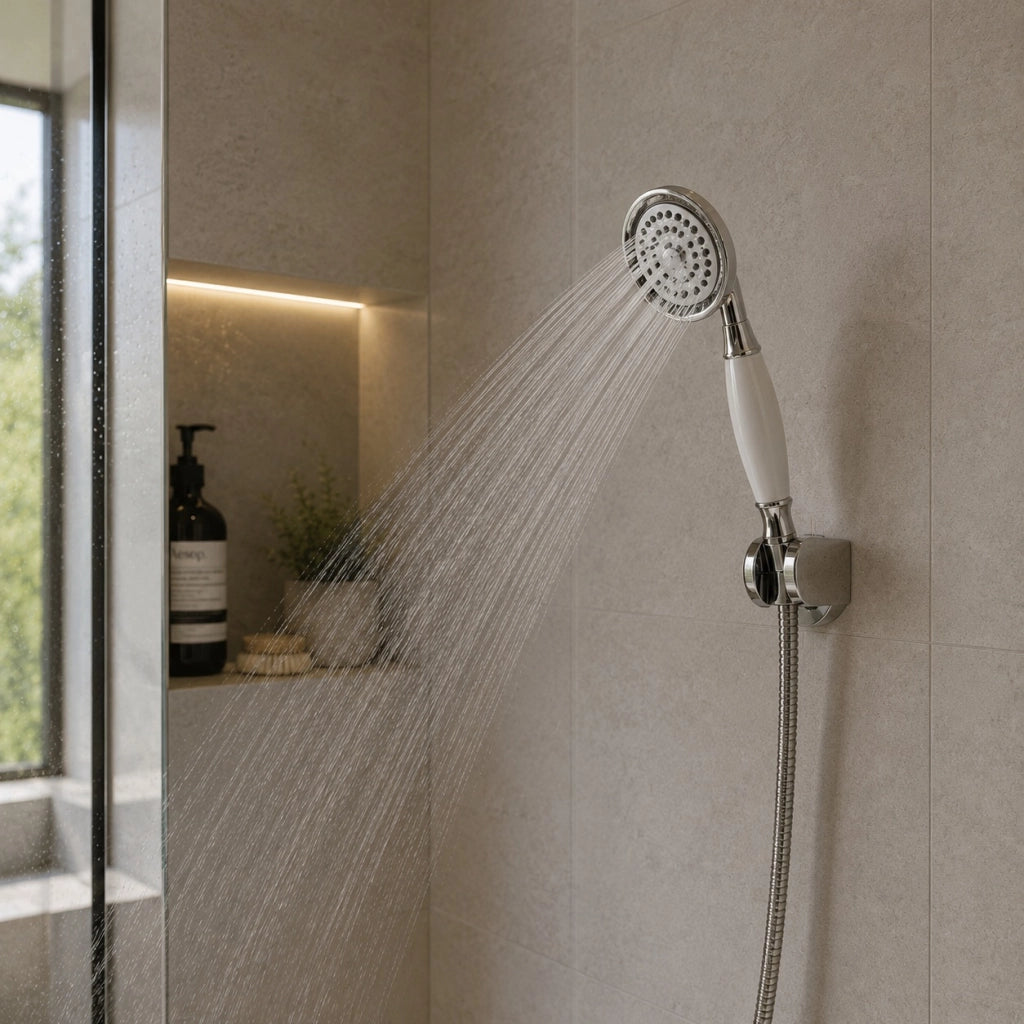 Soffione Doccia Vasca Stile Retrò Con Flessibile 1,8 m Supporto Muro 69041