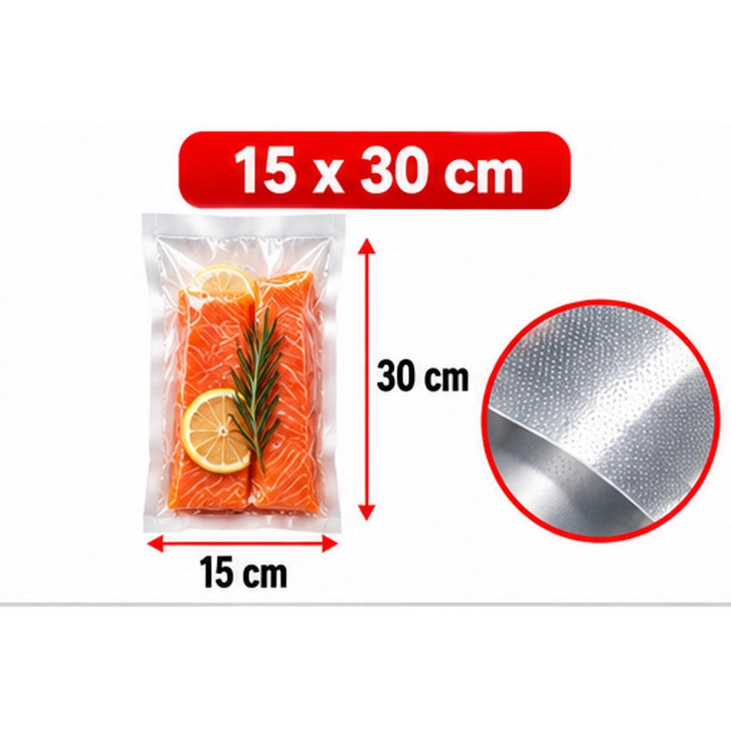 50 Sacchetti Sottovuoto Goffrati per Alimenti Buste Conservazione Varie Misure DIMENSIONE: 15x30cm
