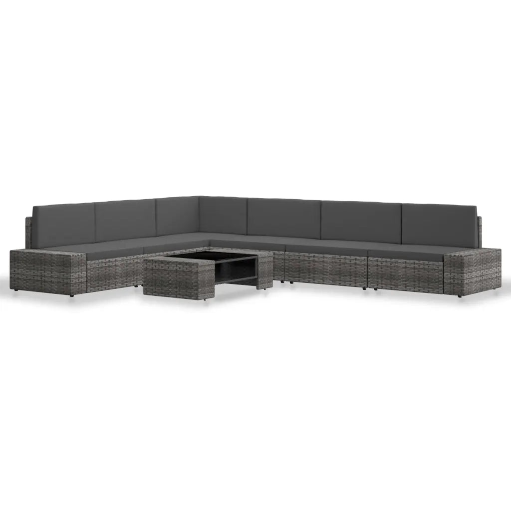 Set Divani da Giardino 7 pz in Polyrattan Grigio cod mxl 39713