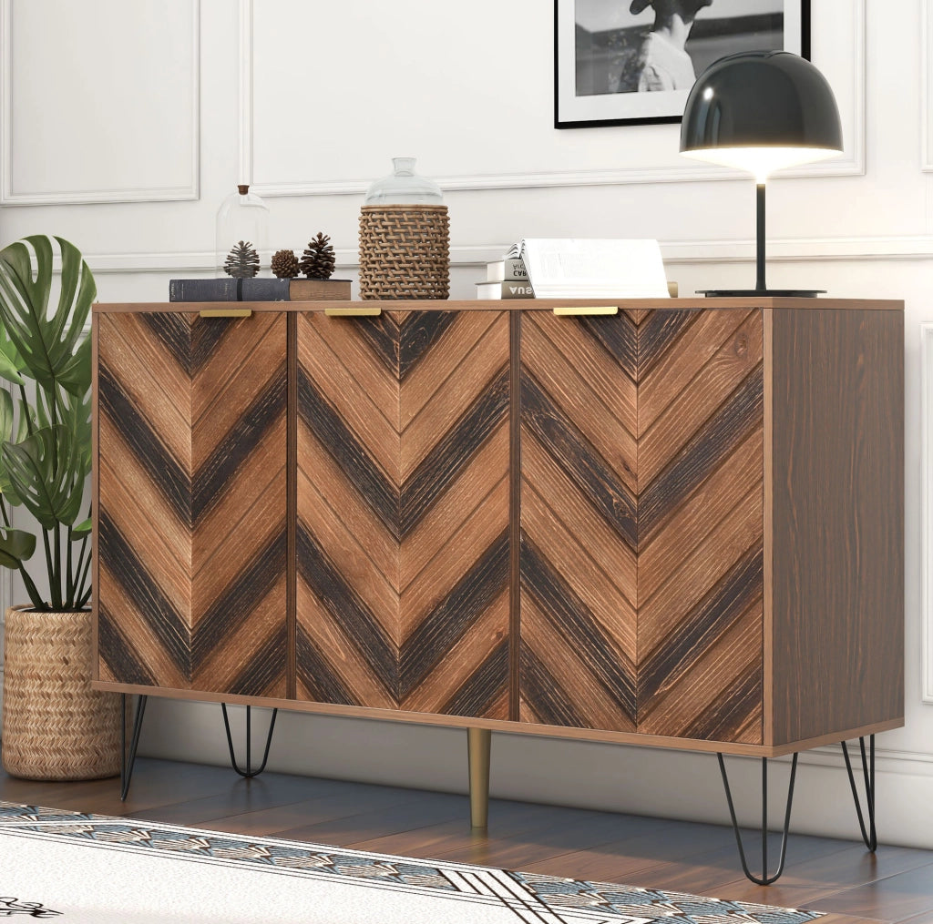 Credenza moderna a 3 ante 120 cm effetto legno