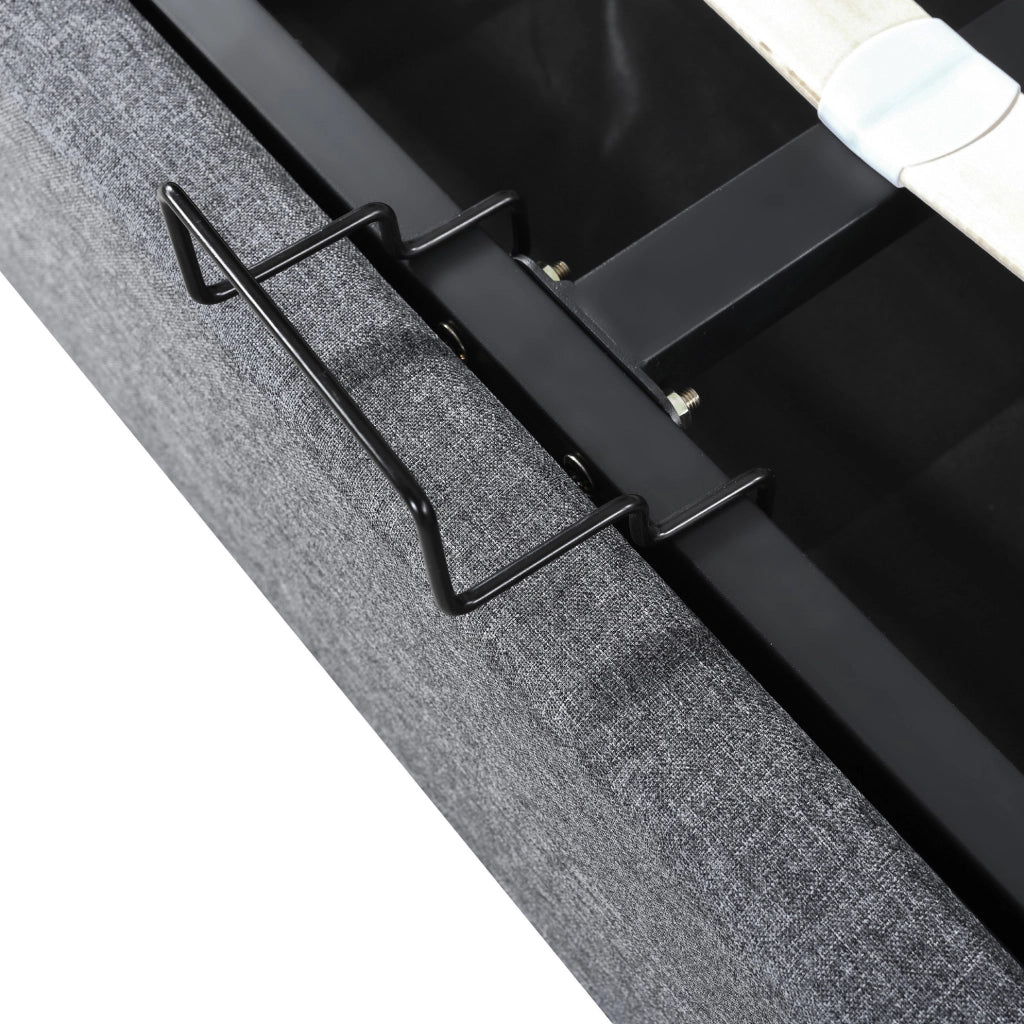 Letto matrimoniale imbottito con contenitore; testiera LED con USB e Type-C; grigio 160x200 cm