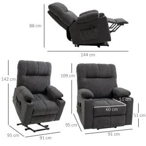POLTRONA Relax elettrica alzapersona reclinabile massaggio e calore grigio scuro