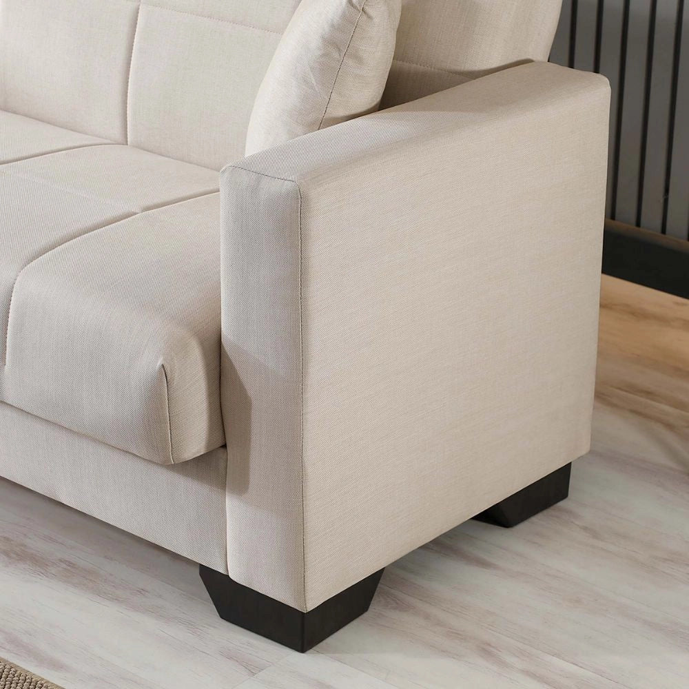 Divano letto Moon con contenitore colore Crema 213x81x83H