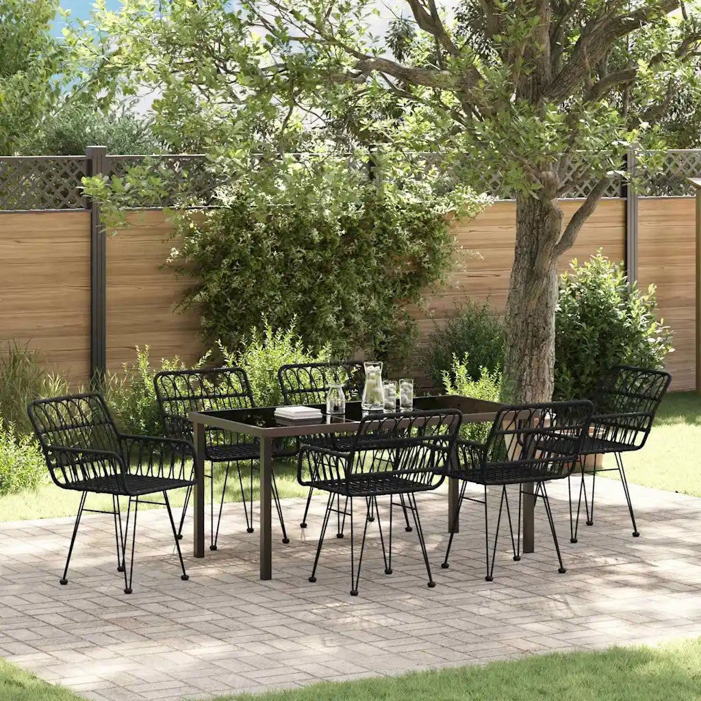 Set da Pranzo per Giardino 7 pcs Nero