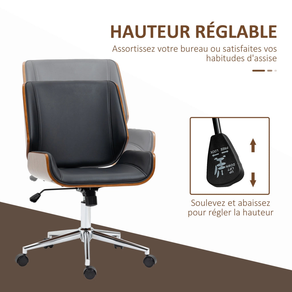 Sedia da ufficio design vintage altezza regolabile ¨C zephmum ¨C grigio 53x60x86-96 cm