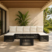 Set Divano da Giardino 8 pz Nero e Bianco Crema polyrattan 3437290