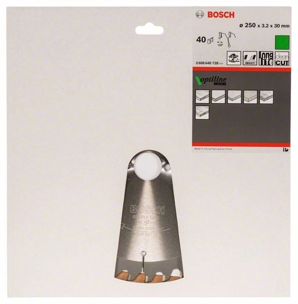 2608640728 - Lama per sega circolare Optiline Wood 250 x 30 x 3,2 mm, 40