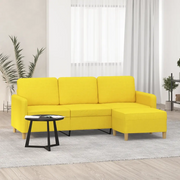 Divano a 3 Posti con Poggiapiedi-Sofa 3 Posti con Poggiapiedi Giallo Chiaro 180cm in Tessuto 873631