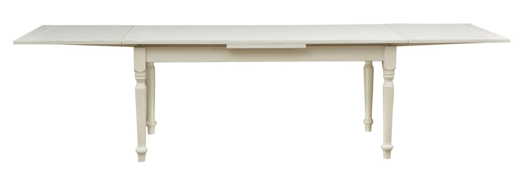Biscottini Tavolo allungabile Country in legno massello di tiglio finitura bianca anticata L180xPR90xH80 cm. Made in Italy
