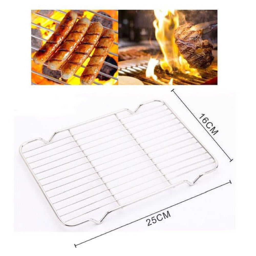 Trade Shop - Griglia In Acciaio 25.5x16cm Mensola Per Barbecue Vapore Cuocere Arrostire 50340 -