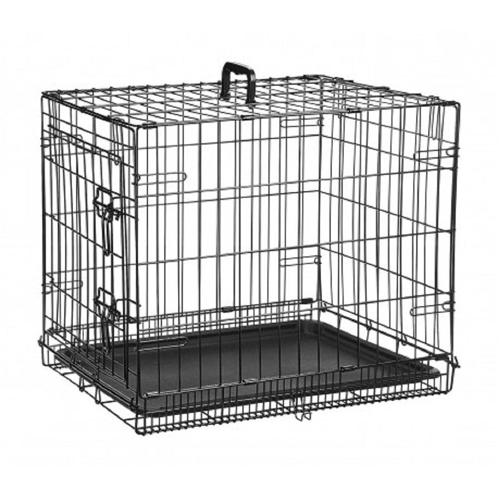 Trade Shop - Gabbia Per Cani Cane In Metallo Nero 96 X 84 X 64 Cm Per Trasporto Con Ruote -