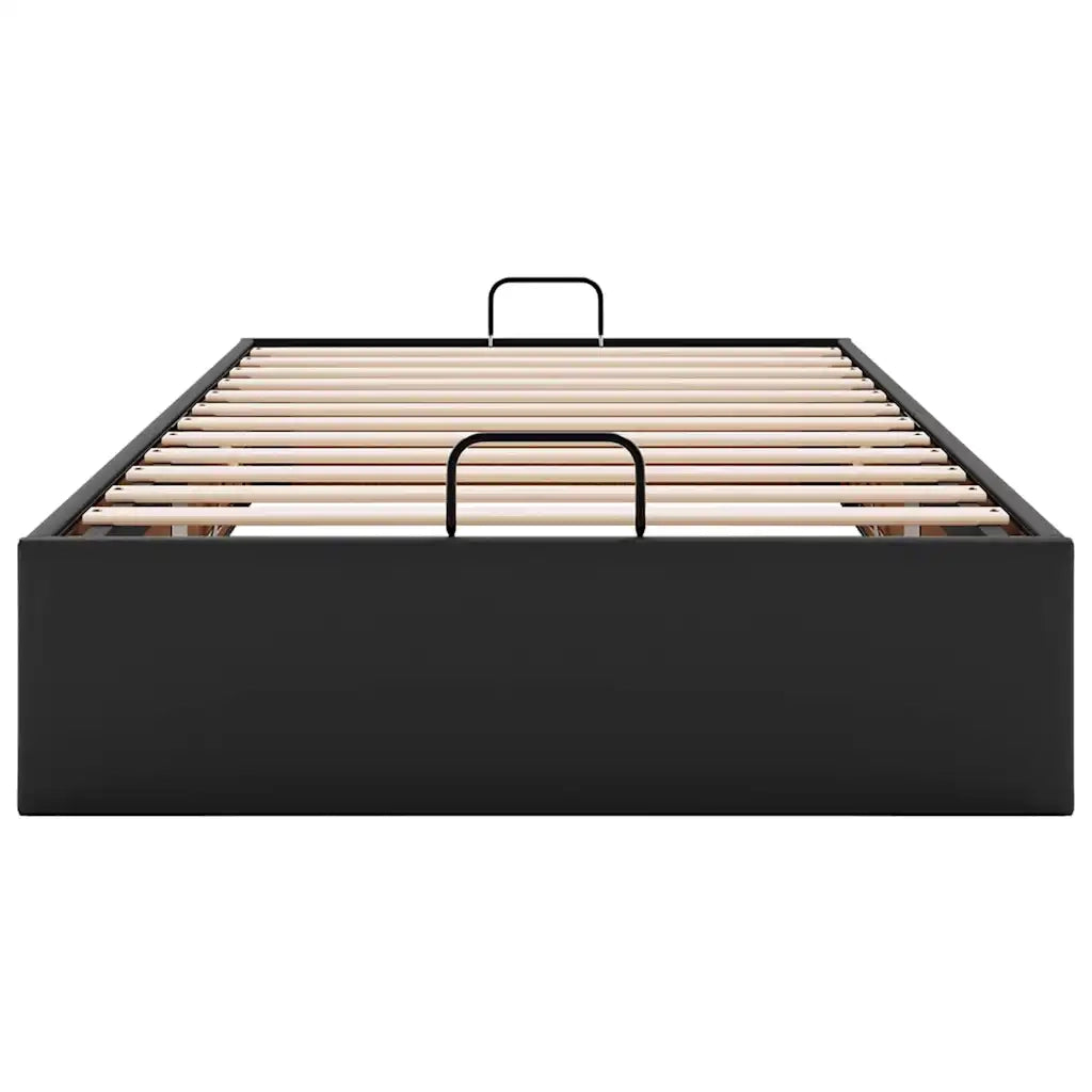 Struttura Letto Pouf senza Materasso Nero 90x190 cm Similpelle