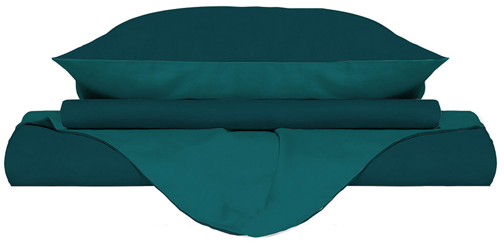 Copripiumino con Sacco e Federe Doubleface Verde Petrolio/Verde Bottiglia 1 Piazza e Mezzo