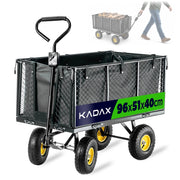 Carrello da giardino KADAX con carriola, rimorchio per trasporto, portata 450 kg, con telone, grande.