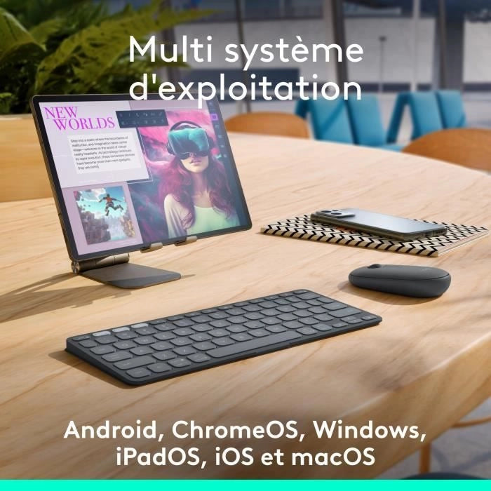 Tastiera portatile - Wireless - Logitech - Keys-To-Go 2 - per Tablet - AZERTY - Grafite
