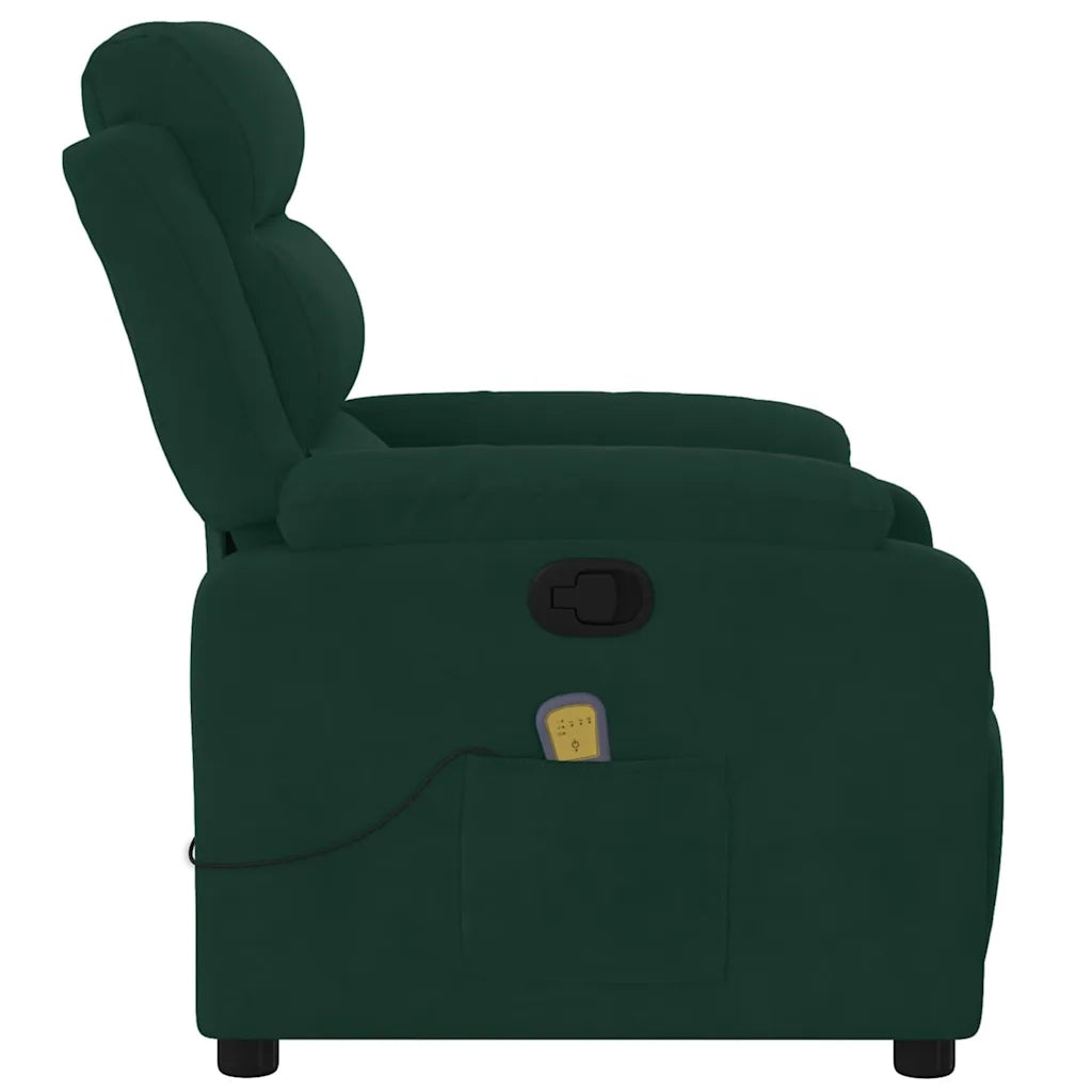 Divano Sedia-Poltrona reclinabile massaggiante in Velluto Verde Scuro 528533