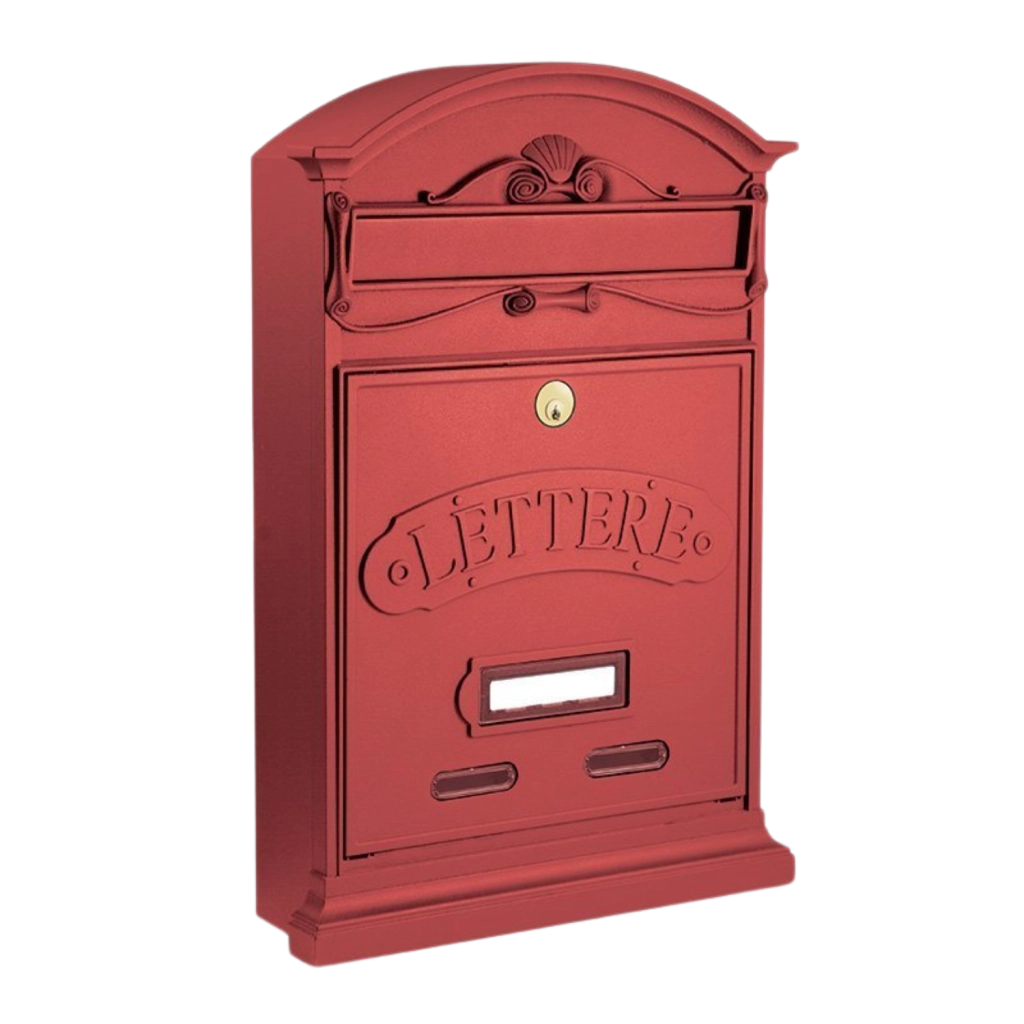 ALUBOX LETTERE Cassetta Postale Da Esterno 42X27X8,5 Cm Cassetta Posta Alluminio Pressofuso Cassetta Lettere Serratura Ottone Apertura A Vasistas Impermeabile Formato Rivista COLORE: ROSSO