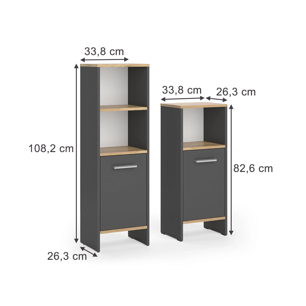 Vicco Set di mobili da bagno Antracite/quercia dorata 2 parti