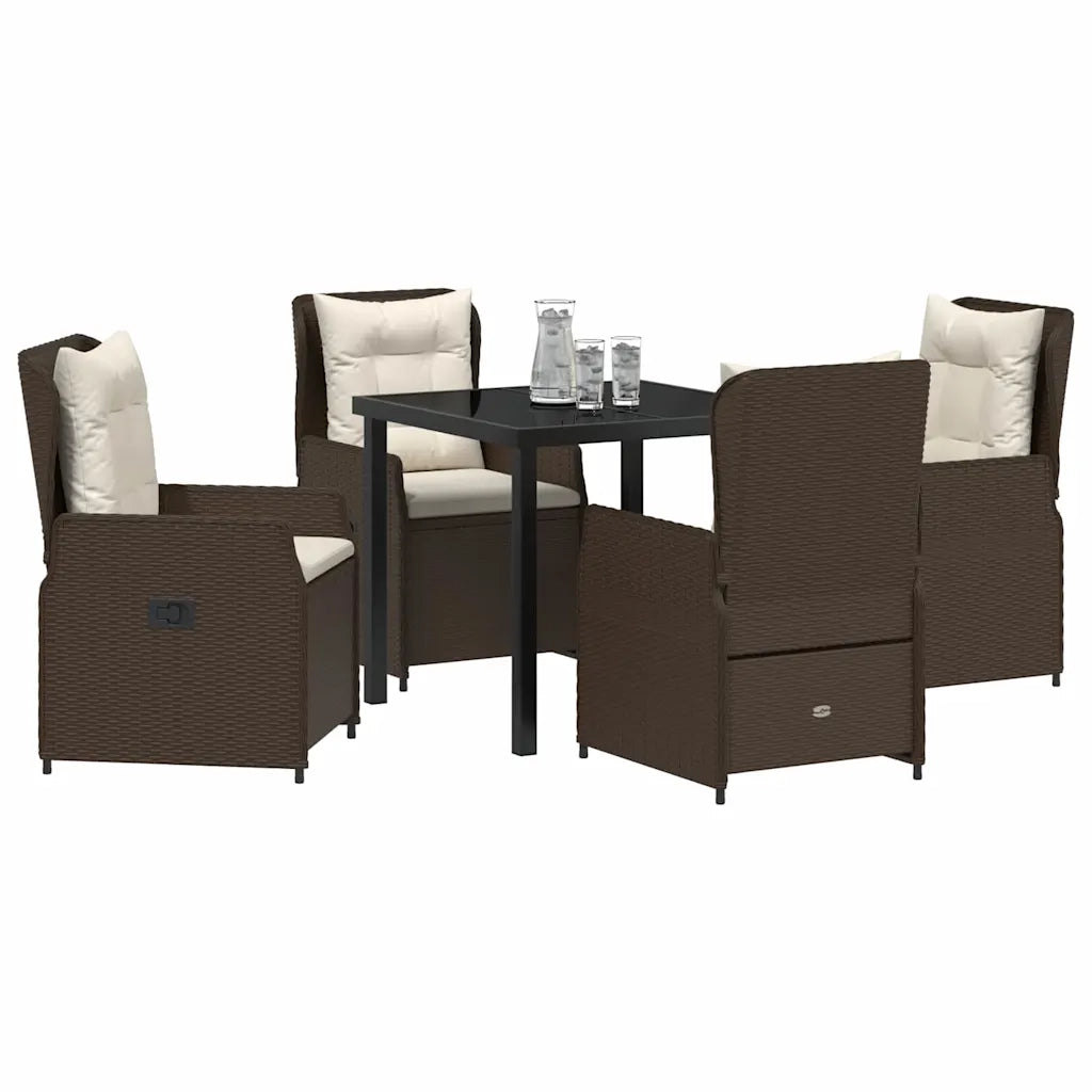 Set da Pranzo per Giardino 5 pcs Marrone polyrattan 3380947