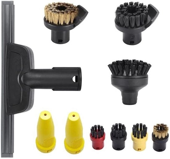 Vendita a 10 pezzi di accessori di sostituzione, compatibile con l'aspirapolvere a vapore, compatibile con Kärcher, rimuove macchie resistenti, testina di spazzola in nylon duraturo.