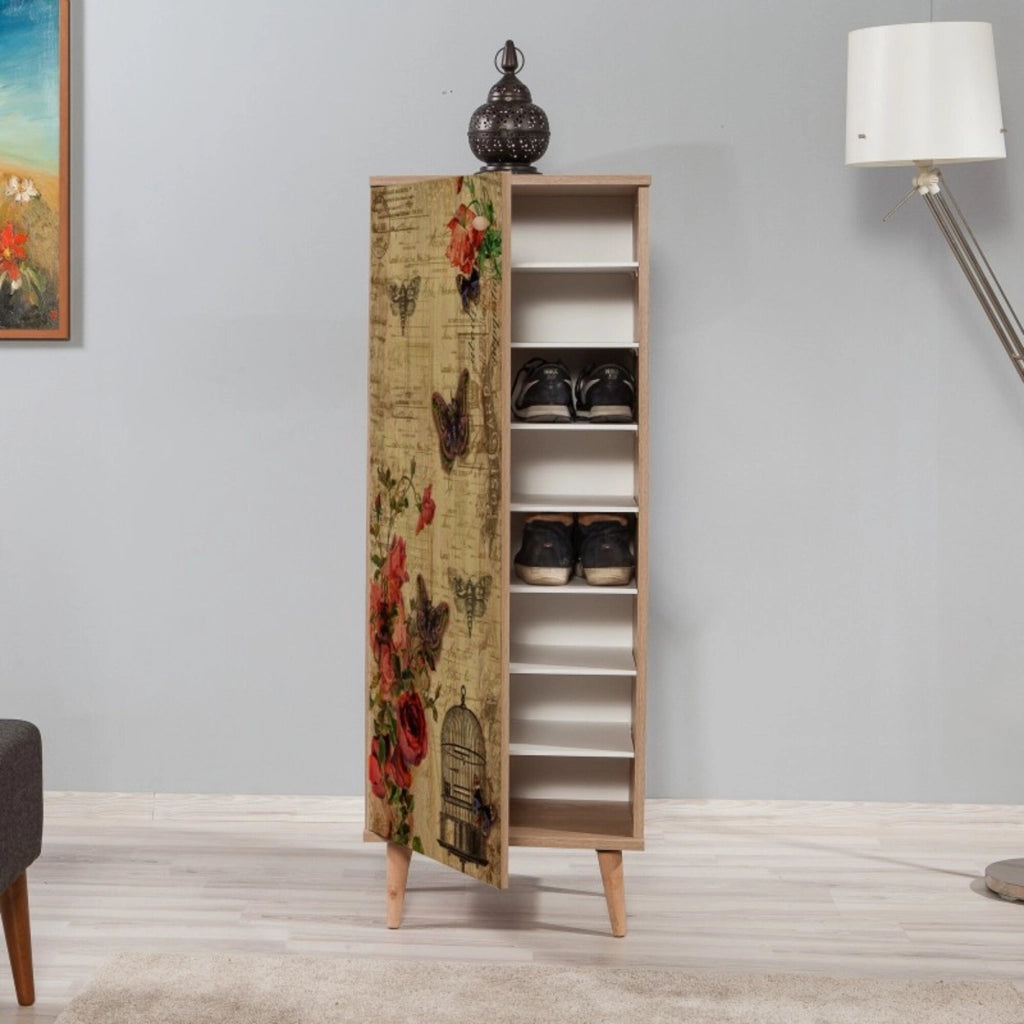 Mobile Portascarpe Dacrydium, Scarpiera 16 Paia, 50x38x135h cm Marrone Quercia