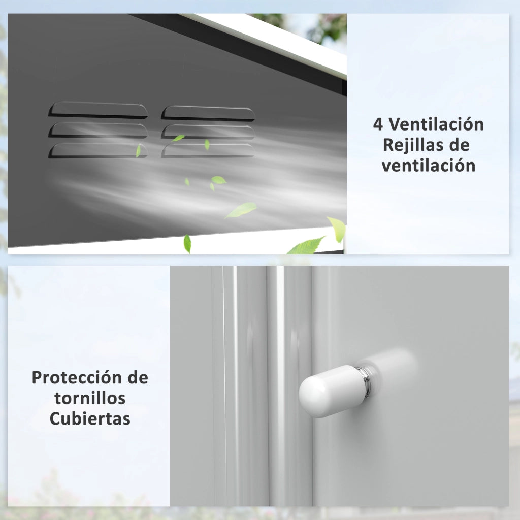 Casetta da Giardino con Porte Scorrevoli ¨C Zephmum ¨C Grigio Scuro 236x171x191 cm